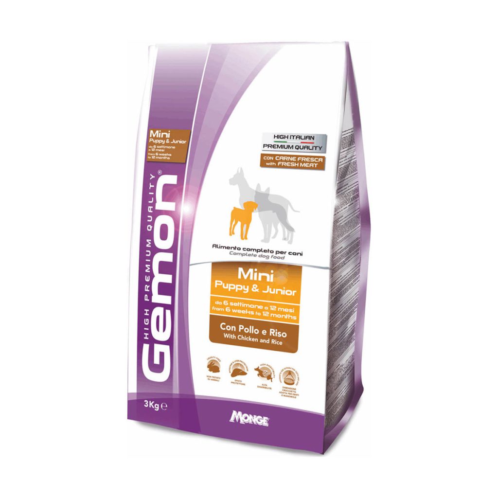 Gemon Dog Mini Puppy & Junior με κοτόπουλο και ρύζι 3kg