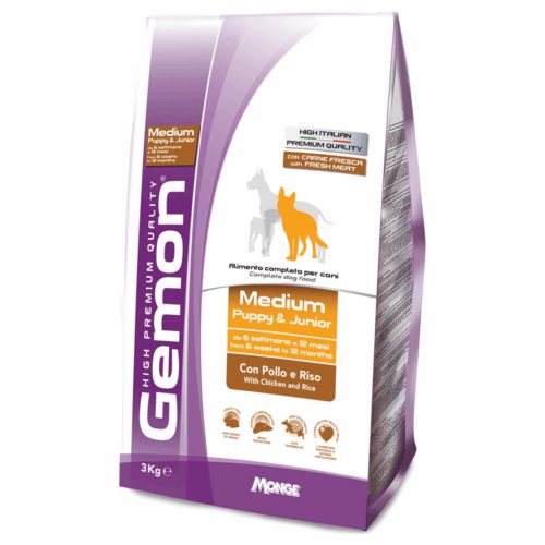 Gemon Dog Medium Puppy & Junior με κοτόπουλο και ρύζι 3kg