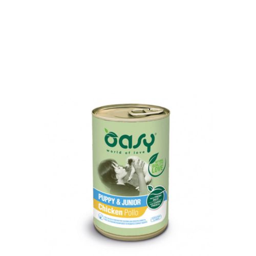 Oasy Υγρή Τροφή Puppy & Junior Chicken κονσέρβα 400gr.