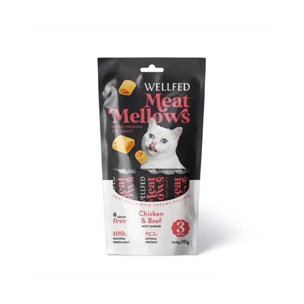 Λιχουδιές Γάτας Pet Interest Wellfed Meat Mellows (3x10gr) 30gr με Κοτόπουλο & Βοδινό