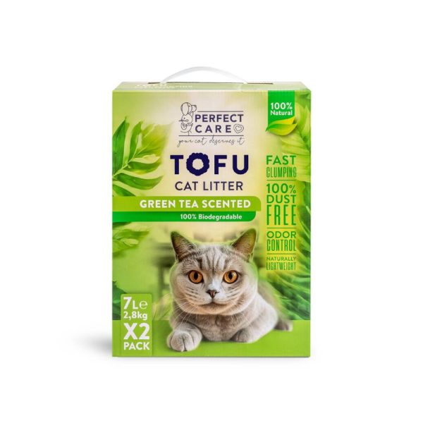 Άμμος Γάτας Perfect Care Cat Tofu Πράσινο Τσάι 14lt (2 x 7lt)