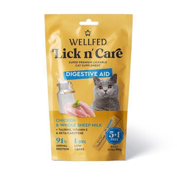 Λιχουδιά Γάτας Wellfed Lick N' Care Digestive Aid (6x15gr) 90gr