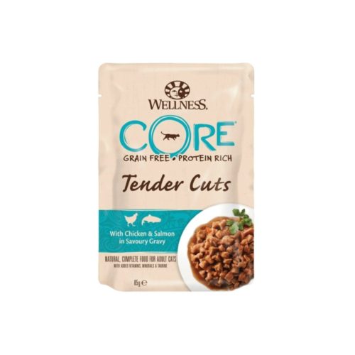 Wellness Core Tender Cuts Fillets Κοτόπουλο & Σολομό σε σάλτσα 85gr