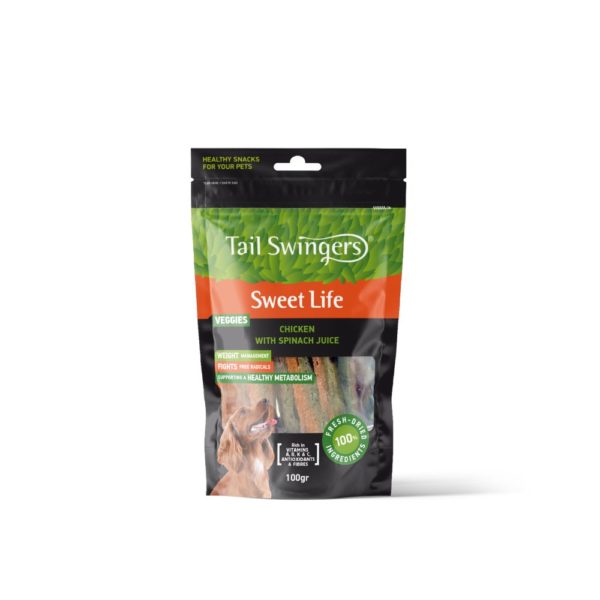 Λιχουδιές Pet Interest Tailswingers Sweet Life Stripes Spinach with Chicken 100gr.