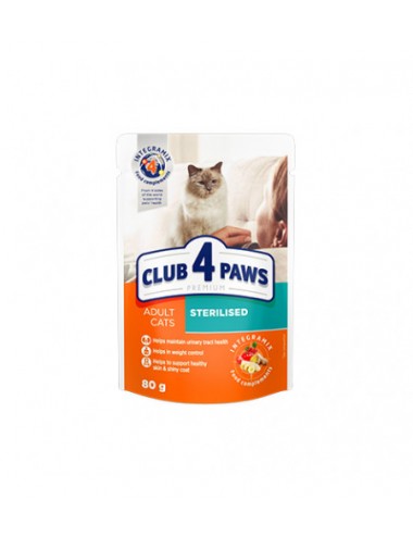 Υγρή τροφή Γάτας Club 4 Paws Sterilized με Κουνέλι σε Ζελέ 80g