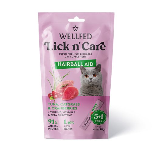 Λιχουδιά Γάτας Wellfed Lick N' Care Hairball Aid (6x15gr) 90gr