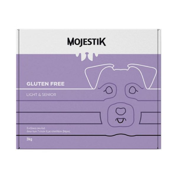 Super premium ξηρά τροφή Mojestik Gluten Free Light & Senior 3kg με Μοσχάρι για ηλικιωμένους σκύλους.
