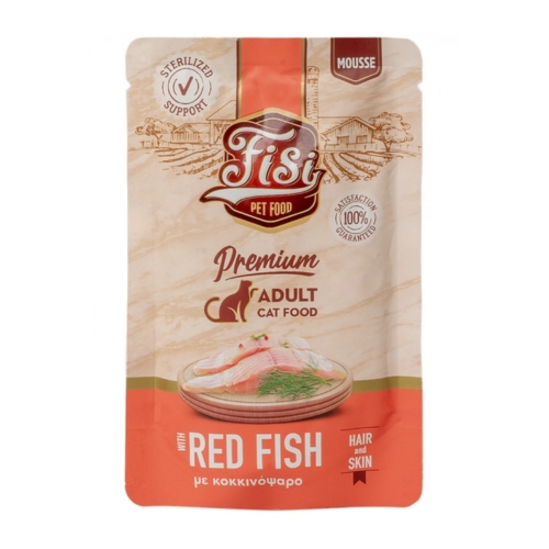 Fisi Pure Meat Cat Adult Mousse Κοκκινόψαρο Hair & Skin 80gr