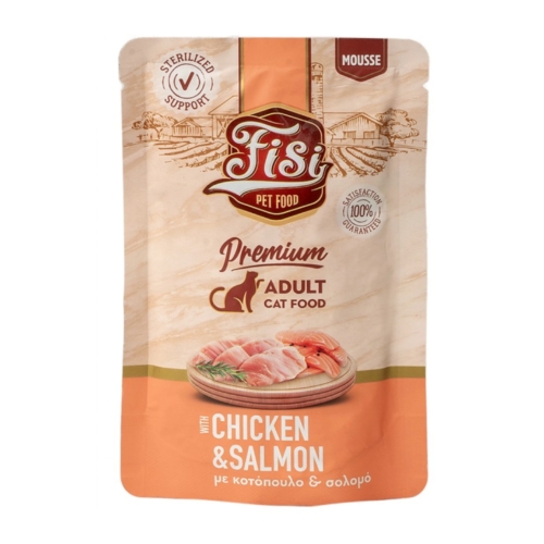 Fisi Pure Meat Cat Adult Mousse Κοτόπουλο & Σολομό 80gr