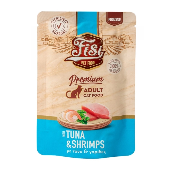 Fisi Pure Meat Cat Adult Mousse Τόνος & Γαρίδες 80gr