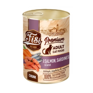 Fisi Κονσέρβα Γάτας Adult Sterilised Κομματάκια Σολομός Σαρδέλα και Καρότα 400gr