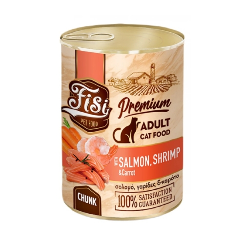 Fisi Κονσέρβα Γάτας Adult Sterilised Κομματάκια Σολωμός Γαρίδα και Καρότα 400gr