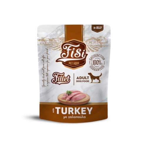 Pouch Σκύλου Fisi Fillet Dog Adult Γαλοπούλα σε Ζελέ 500gr