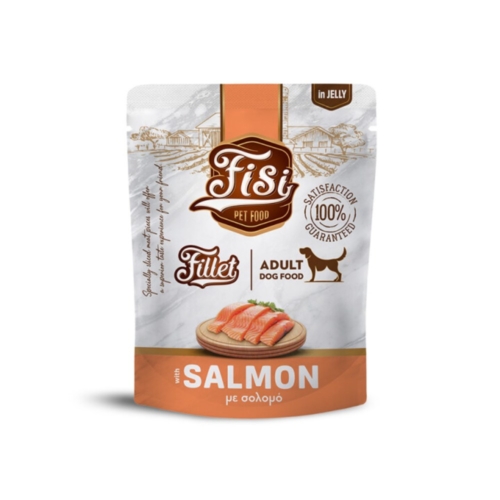 Pouch Σκύλου Fisi Fillet Dog Adult Σολομός σε Ζελέ 500gr