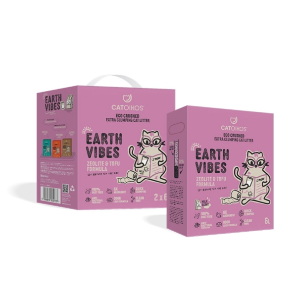 Αμμος Γάτας Catoikos Earth Vibes Tofu & Zeolite Milk Scent 12lt