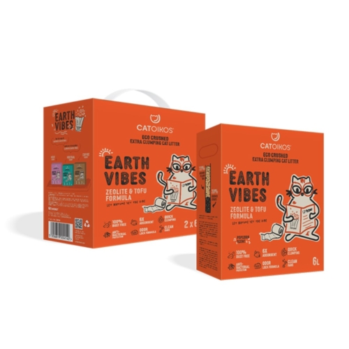 Αμμος Γάτας Catoikos Earth Vibes Tofu & Zeolite Popcorn Scent 12lt