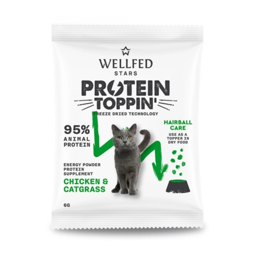 Συμπλήρωμα Διατροφής Wellfed F.D. Protein Toppin' Chicken & Catgrass 6gr