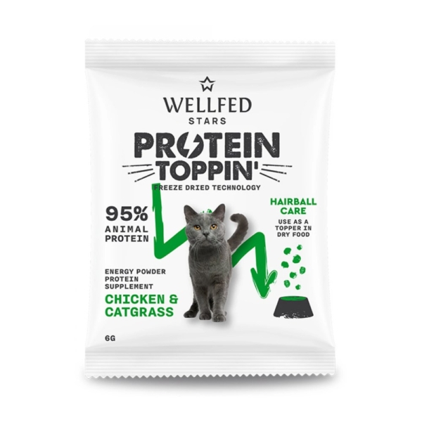 Συμπλήρωμα Διατροφής Wellfed F.D. Protein Toppin' Chicken & Catgrass 6gr