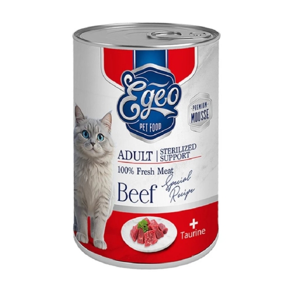 Υγρή Τροφή Γάτας Egeo Cat Adult Βοδινό σε Mousse 375gr